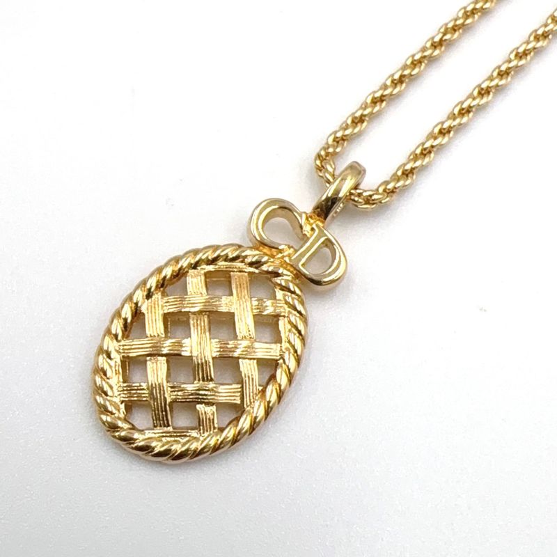 Christian Dior Cd Logo Mesh Necklace Gold
